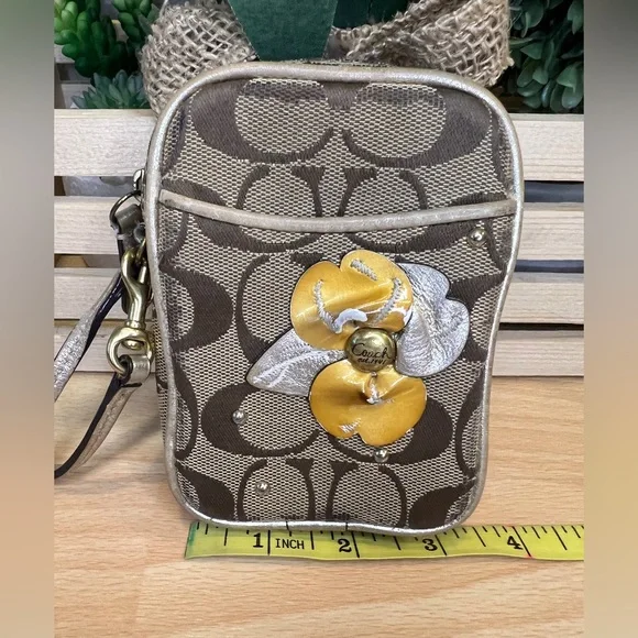 Coach Signature Brown Wristlet - Picture 4 of 12